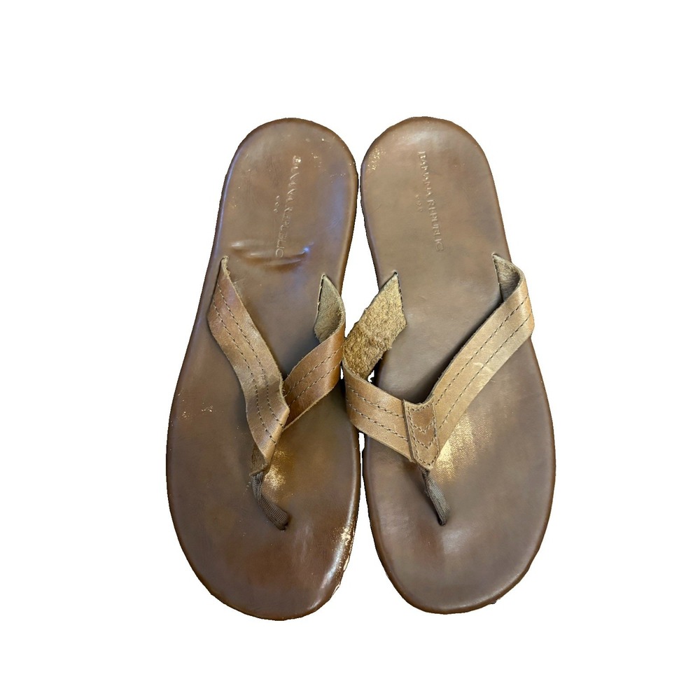 Men's Banana Republic Brown Leather Flip-Flops Size 13